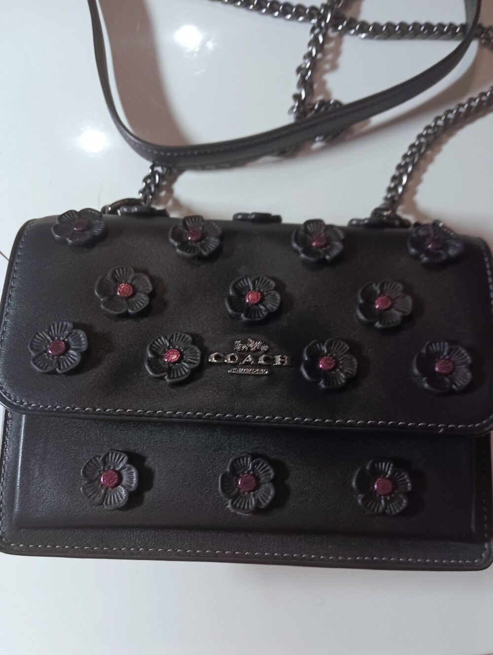Coach Tea Rose Mini Klare Crossbody Bag Floral Applique